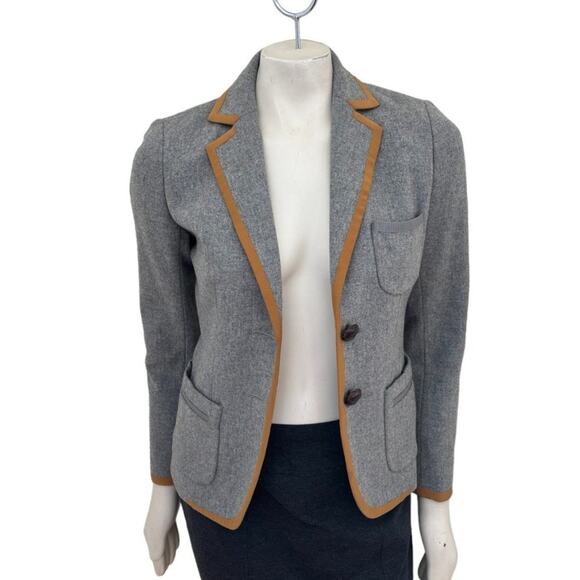 J.CREW Wool Blend Silk Trimmed Preppy Blazer Jacket in Gray SZ 2 - Picture 2 of 15